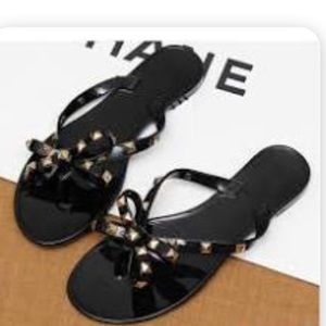 Studded bow sandals